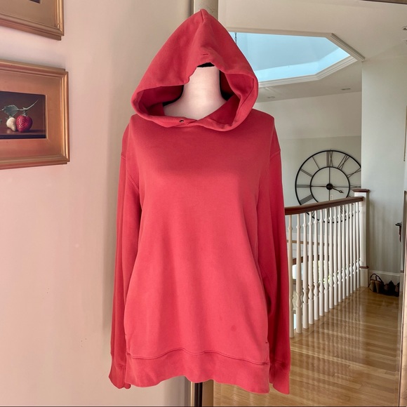 100% Cotton Uniqlo ♥️Red♥️ Oversized Hoodie Sweatshirt Hooded With Hand Pockets - Picture 2 of 16